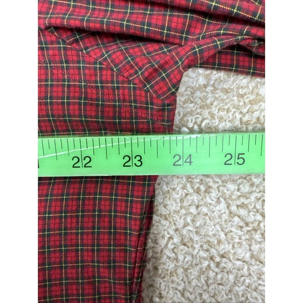 Polo Ralph Lauren Button Up Shirt Mens L Red Plaid Long Sleeve Check Black Pony